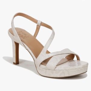 Naturalizer Abby Strappy Platform Dress Sandal~Beige Snake Pattern~Size 9
